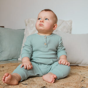 Luca ribbed cotton one-piece- Glacial Green