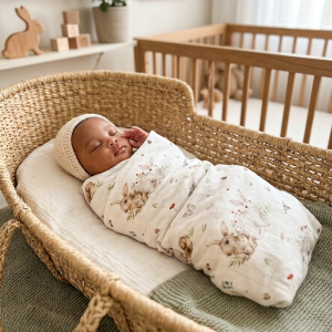 Woodlands Bunnies Multifunctional bamboo and cotton Muslin Blanket